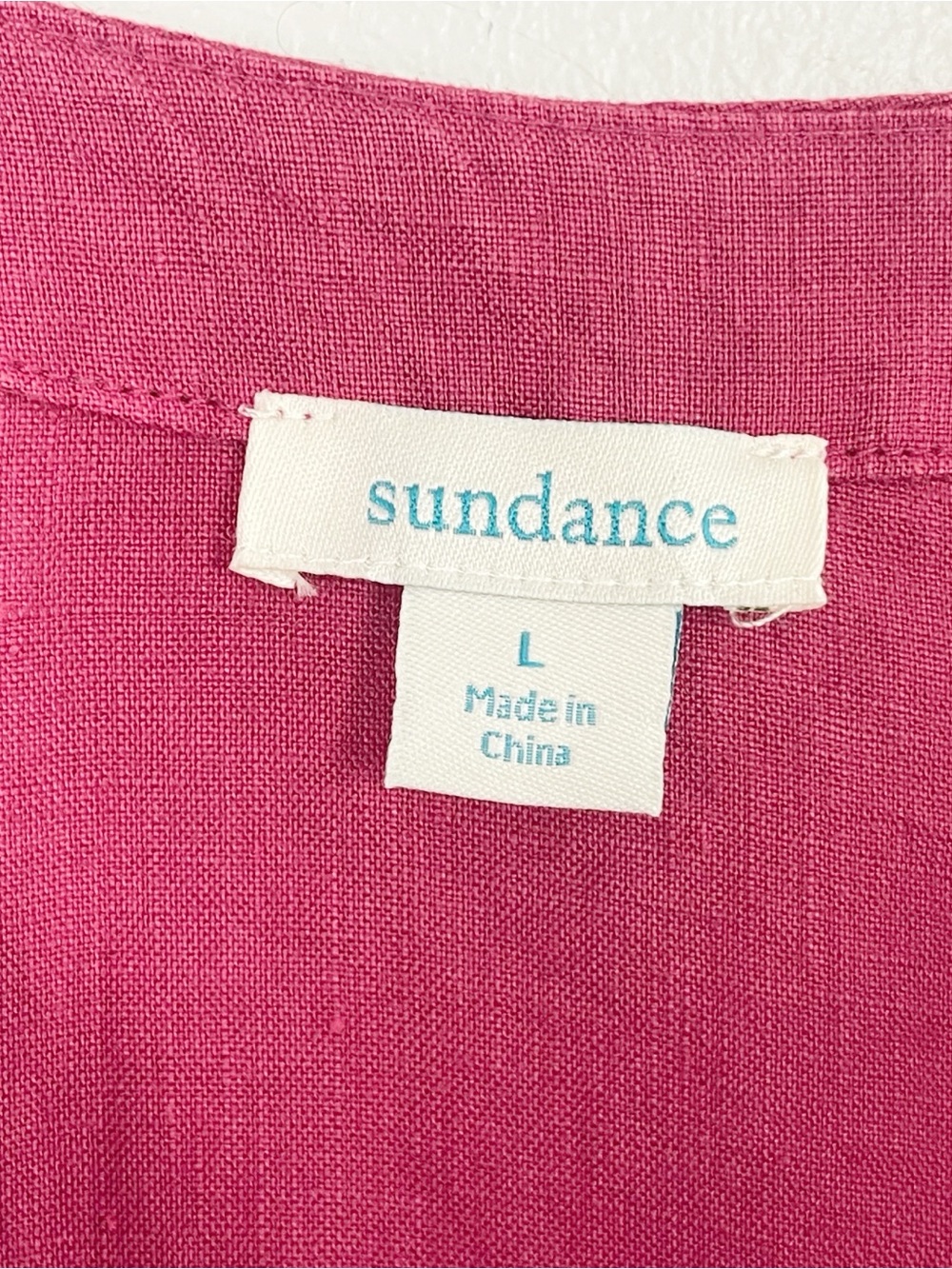 Sundance 100% Linen Pink Shift Dress – Boho Cottagecore Tunic – Size Large - Picture 3 of 6